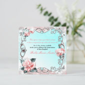 Peach Rozen & Butterflies Verjaardagsfeest Kaart (Staand voorkant)