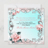 Peach Rozen & Butterflies Verjaardagsfeest Kaart (Voorkant)