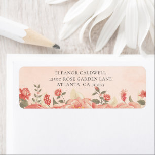Peach Rozen Coral Wedding Retouradres Etiket