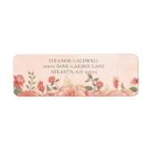 Peach Rozen Coral Wedding Retouradres Etiket (Voorkant)