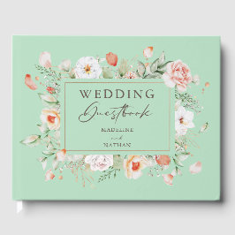 Peach Rozen Floral Weddenschap Gastenboek