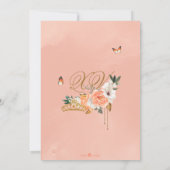 Peach Rozen Gold Tiara Butterfly Quinceanera Kaart (Achterkant)