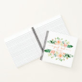 Peach Rozen Greenery bruiloft gastenboek Notitieboek (Binnen)