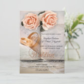 Peach Rozen Love Story Book Weddenschap Kaart (Staand voorkant)