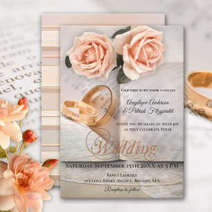 Peach Rozen Love Story Book Weddenschap Kaart