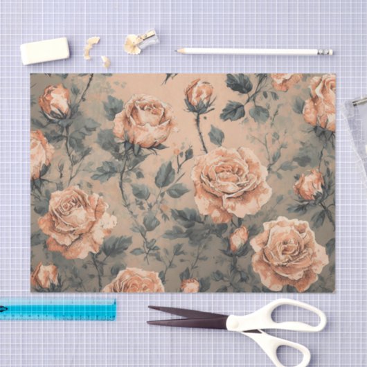Peach Rozen tissue papier (Craft)