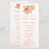 Peach Rozen Waterverf bruiloft programma's (Voorkant / Achterkant)