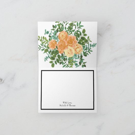 Peach Rozen Wedding Floral Spring Bedankkaart (Binnen)