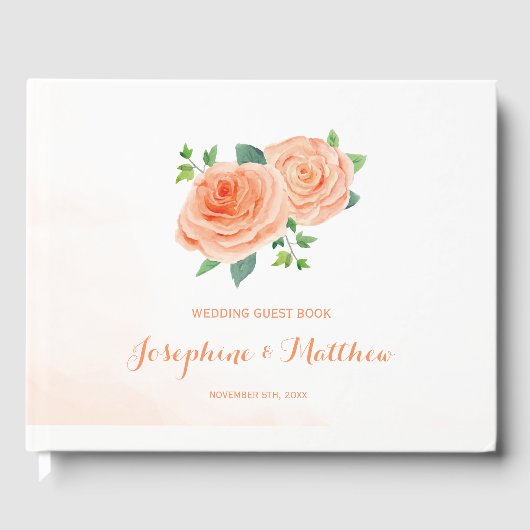 Peach Rozen Wedding Gastenboek (Voorkant)
