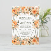 Peach Rozen Zomer Lente Huwelijksuitnodigingen Kaart (Staand voorkant)