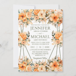 Peach Rozen Zomer Lente Huwelijksuitnodigingen Kaart