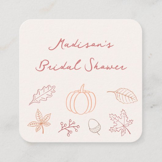 Peach Rust Herfst Vrijgezellenfeest QR Code RSVP Informatiekaartje (Achterkant)