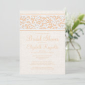 Peach rustic Burlap Linen Bridal Shower Kaart (Staand voorkant)