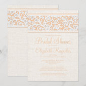 Peach rustic Burlap Linen Bridal Shower Kaart (Voorkant / Achterkant)