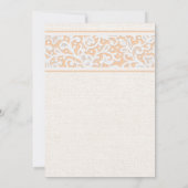 Peach rustic Burlap & Linen Wedding Invitations Kaart (Achterkant)