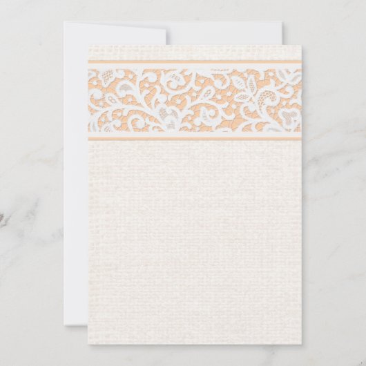 Peach rustic Burlap & Linen Wedding Invitations Kaart (Achterkant)