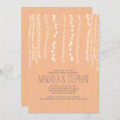 Peach Rustic String of Lights repetitie diner Kaart (Voorkant / Achterkant)