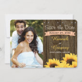 PEACH RUSTIC SUNFLOWER BEWAREN DE DATUMKAART SAVE THE DATE (Voorkant)
