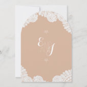 Peach rustieke land erfstuk kant bruiloft kaart (Achterkant)