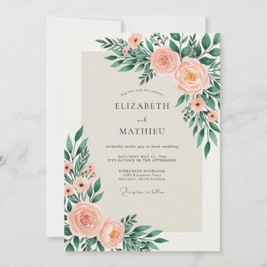 Peach Sage Alluring Spring Wedding Kaart (Voorkant)