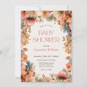 Peach Sage Floral Baby Shower Kaart (Voorkant)