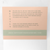 Peach Sage Green Tri-Fold Wedding Uitnodigen Drieluik Uitnodiging (Binnenzijde eerst)