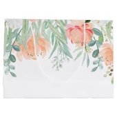 Peach Sage Green Waterverf Flowers LARGE Bags Groot Cadeauzakje (Achterkant)