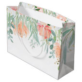 Peach Sage Green Waterverf Flowers LARGE Bags Groot Cadeauzakje (Achterkant Gekanteld)