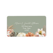 Peach Sage Green Wedding Adres Label (Voorkant)