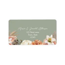 Peach Sage Green Wedding Adres Label