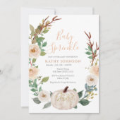 Peach Sage White Pumpkin Baby Sprinkle Invitation Kaart (Voorkant)