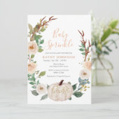 Peach Sage White Pumpkin Baby Sprinkle Invitation Kaart (Staand voorkant)