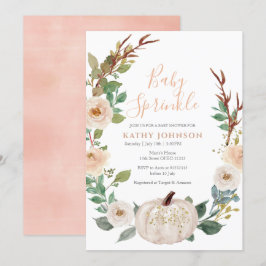 Peach Sage White Pumpkin Baby Sprinkle Invitation Kaart