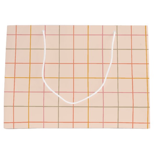 Peach Sage Yellow Plaid rasterpatroon Groot Cadeauzakje (Voorkant)