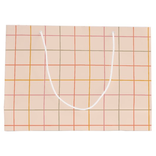 Peach Sage Yellow Plaid rasterpatroon Groot Cadeauzakje (Achterkant)