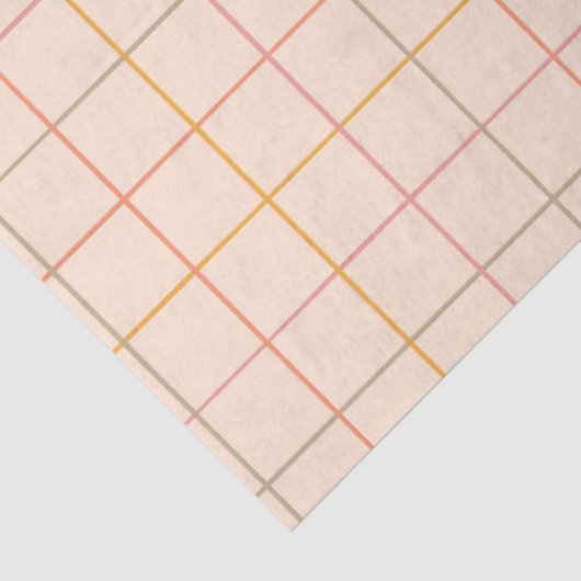 Peach Sage Yellow Plaid rasterpatroon Tissuepapier (Detail)