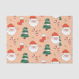 Peach Santa and Candy Cane Tissuepapier