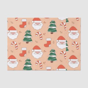 Peach Santa and Candy Cane Tissuepapier