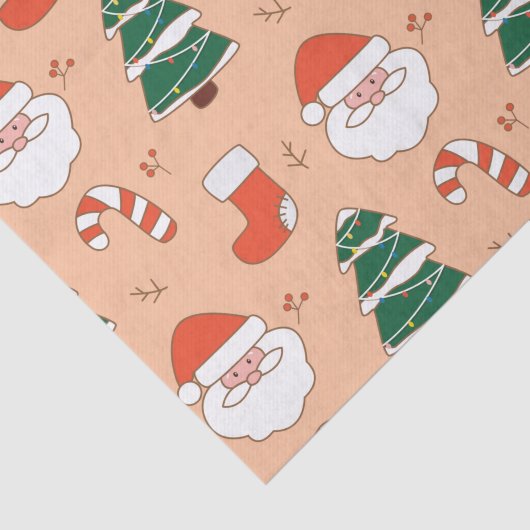 Peach Santa and Candy Cane Tissuepapier (Detail)