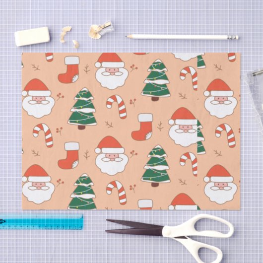 Peach Santa and Candy Cane Tissuepapier (Craft)