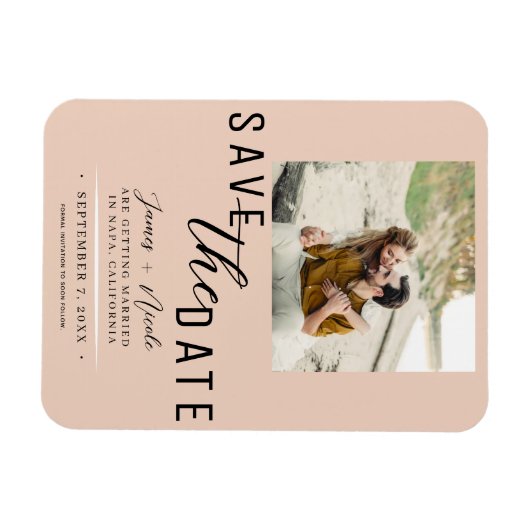 Peach Save the Date Photo Wedding Magneet (Horizontaal)