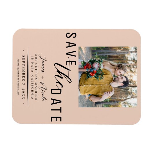 Peach Save the Date Photo Wedding Magneet (Horizontaal)