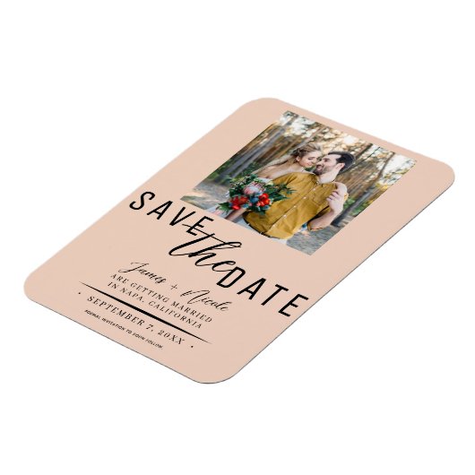 Peach Save the Date Photo Wedding Magneet (Linkerzijde)