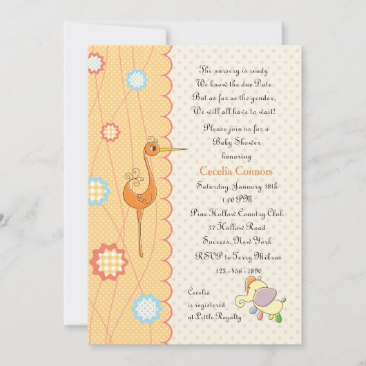 Peach Scalloped Baby shower Invitation Kaart (Voorkant)