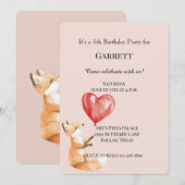 Peach Schattige Woodland Fox Red Hearts Verjaardag Kaart