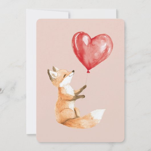 Peach Schattige Woodland Fox Red Hearts Verjaardag Kaart (Achterkant)