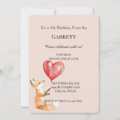 Peach Schattige Woodland Fox Red Hearts Verjaardag Kaart