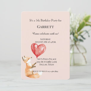 Peach Schattige Woodland Fox Red Hearts Verjaardag Kaart