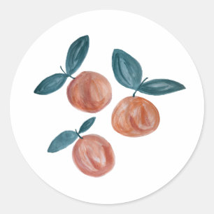 Peach schilderij verjaardag meisje party ronde sticker