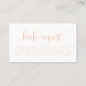 Peach  Script Baby shower Boek Aanvraag Visitekaartje (Voorkant)